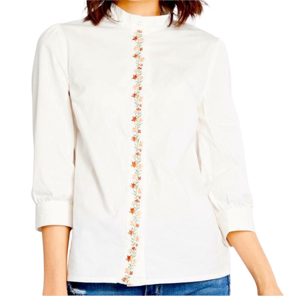 ModCloth | Thriving Trellis Embroidered Button Down Shirt Size XS NWT